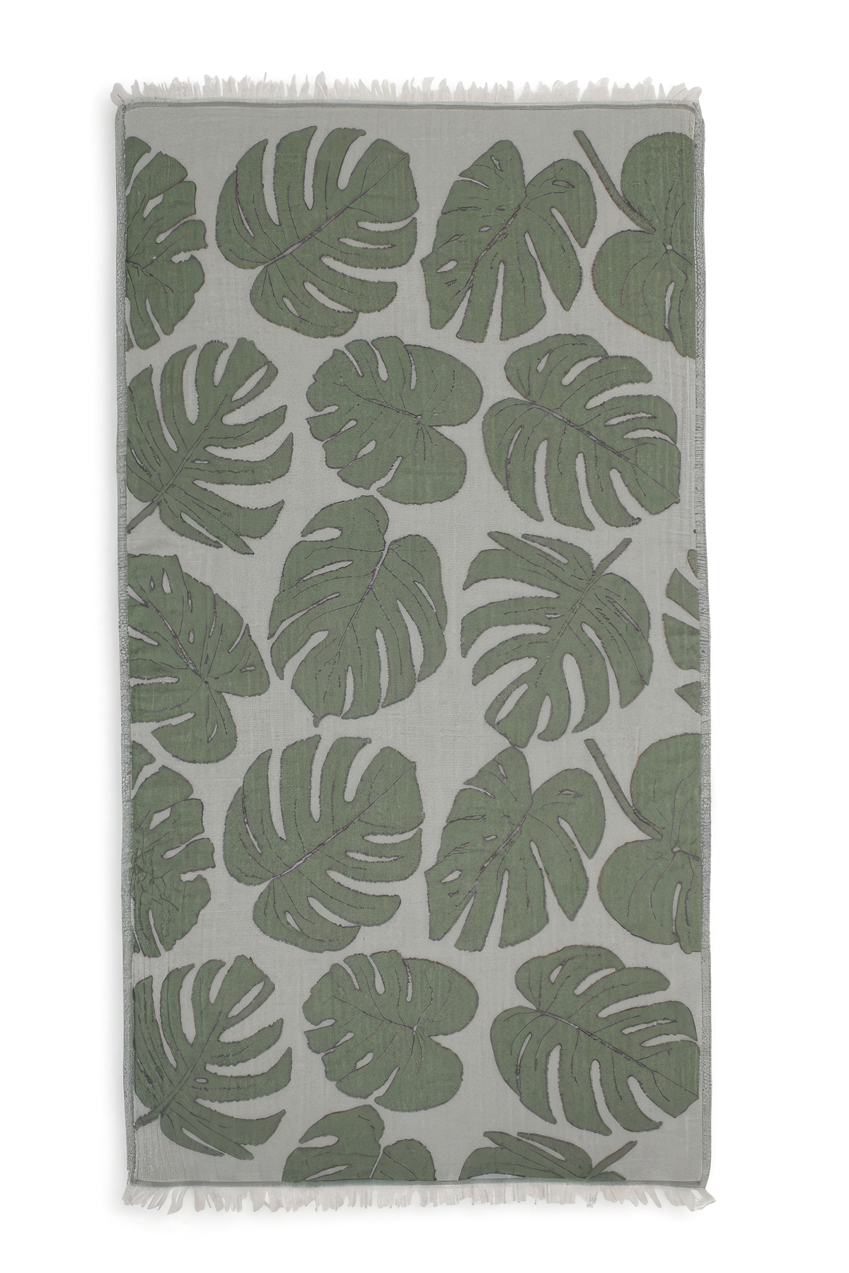 Çift Taraflı Monstera Desen Pamuklu Peştemal