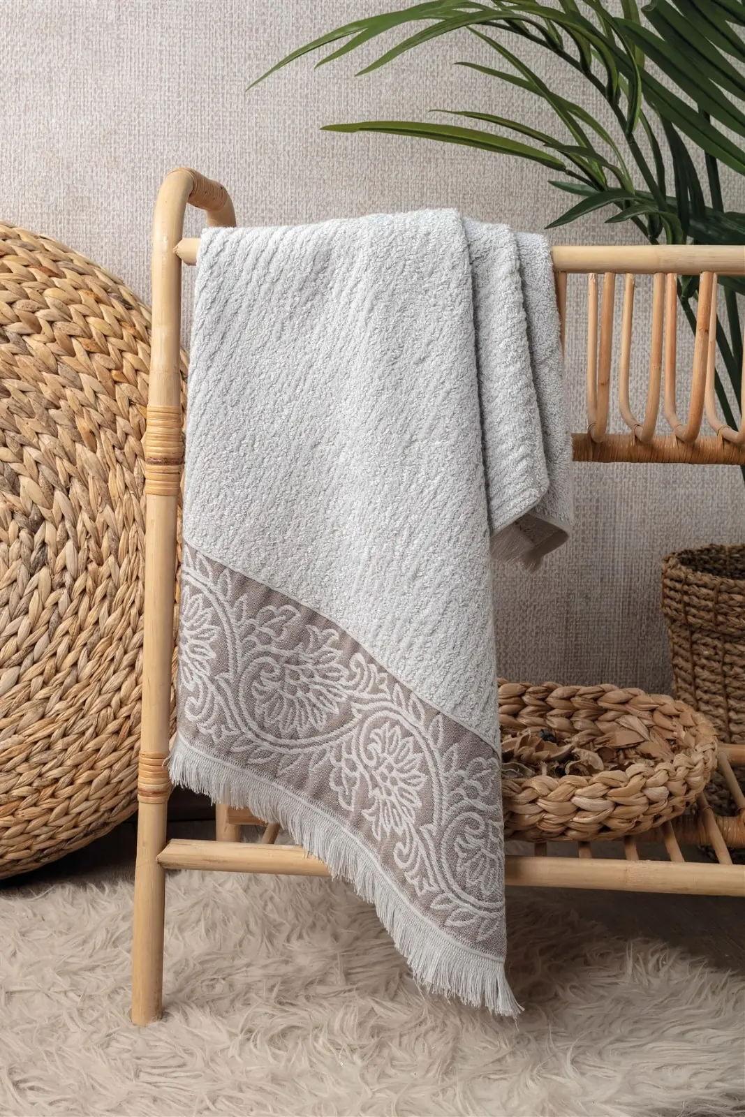 Bambu El Havlusu - 50x90 cm Kabartma Bordürlü Havlu - Yumuşak