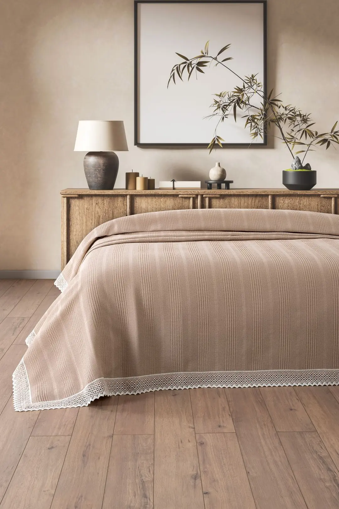 Kopanaki Dantelli Çift Kişilik Pike - %100 Pamuk Pike - 210x230 cm